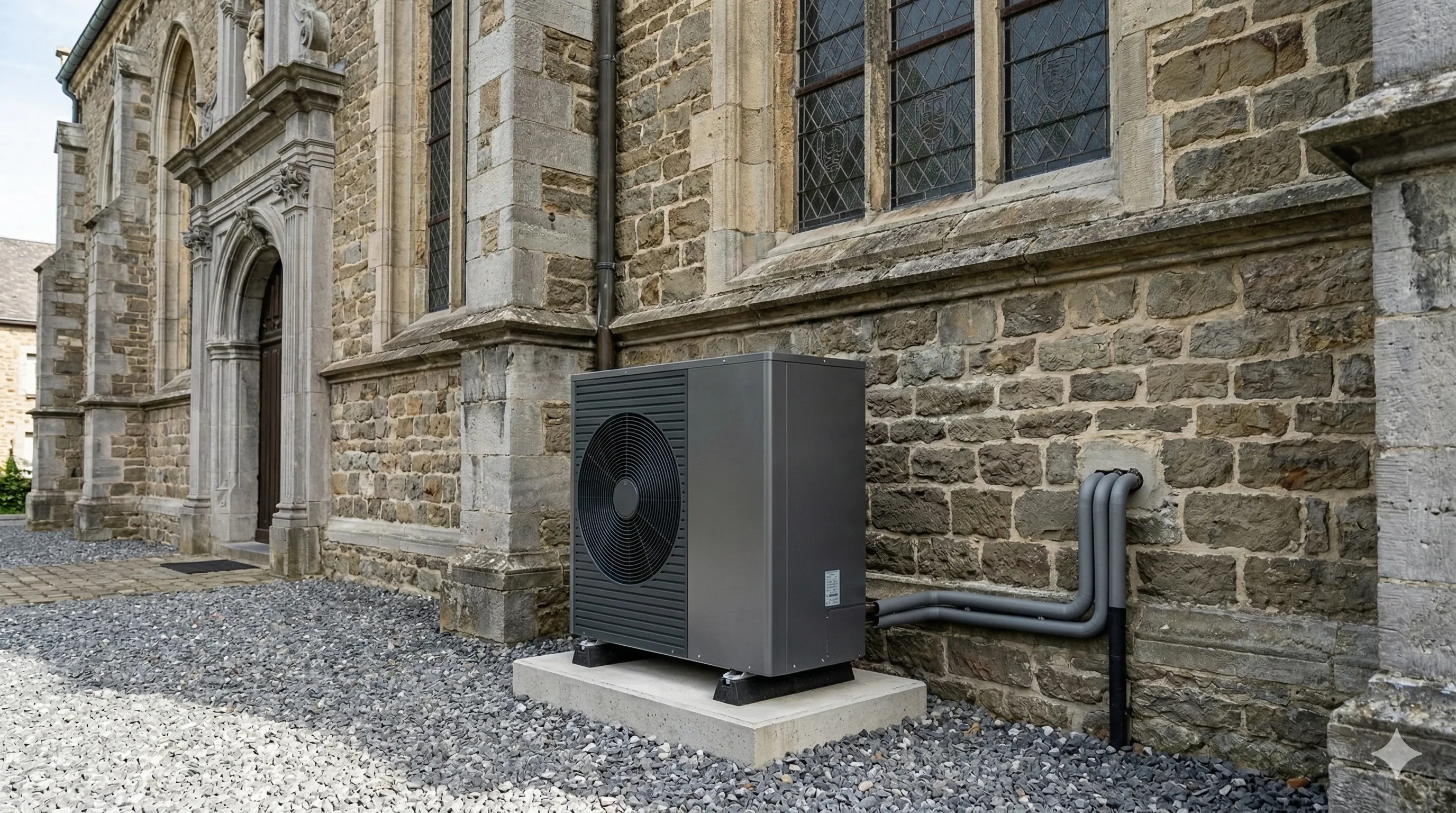 Intégration de pompe à chaleur dans une église par ACM Clima